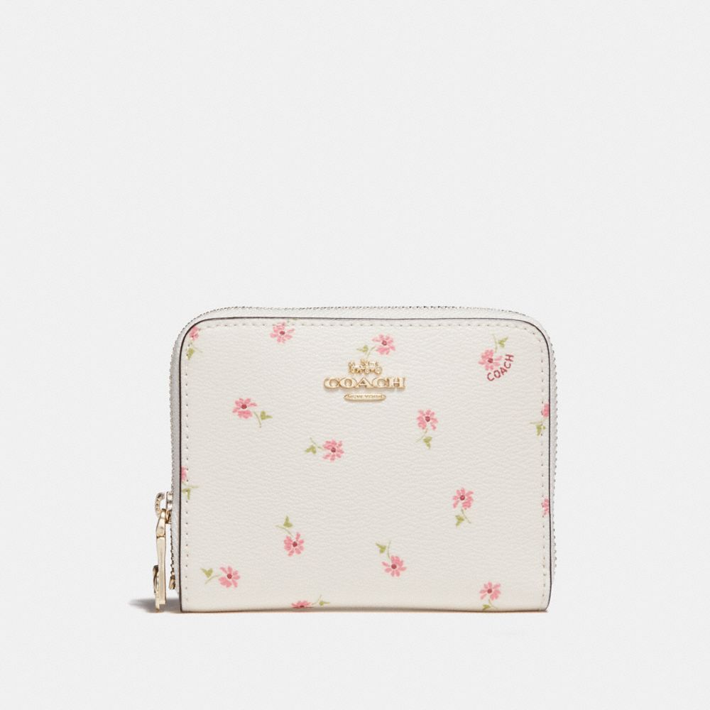 SMALL ZIP AROUND WALLET WITH DITSY DAISY PRINT - CHALK MULTI/IMITATION GOLD - COACH F29385