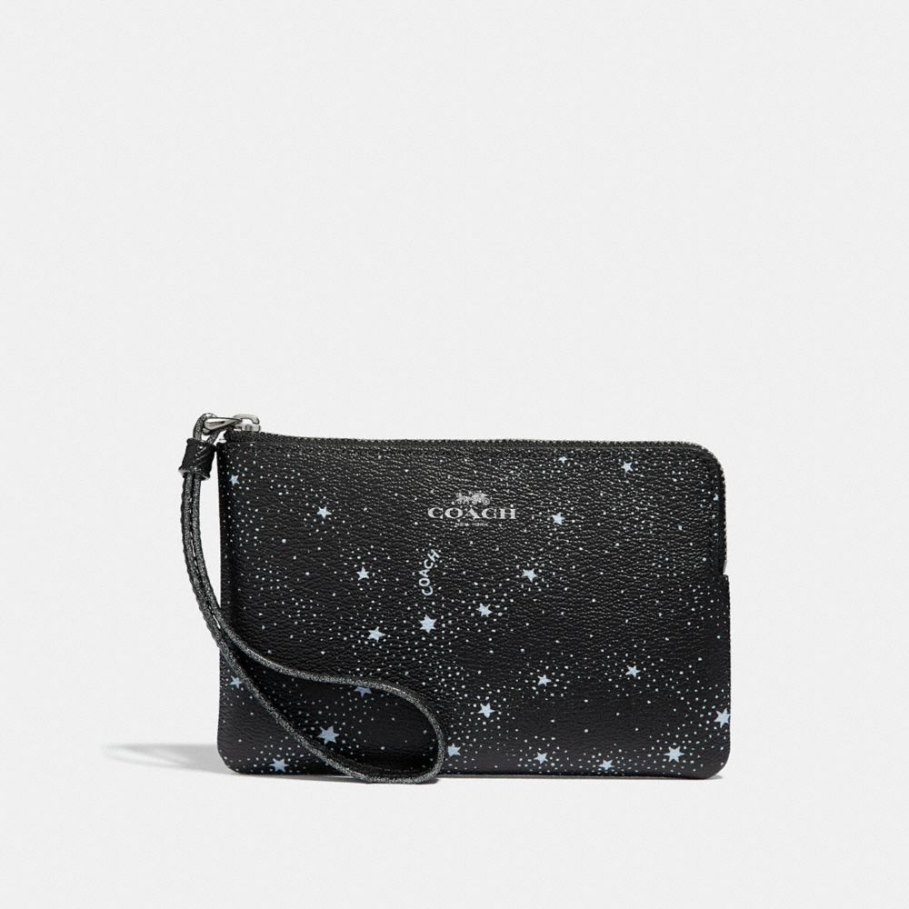 COACH CORNER ZIP WRISTLET WITH CELESTIAL PRINT - SILVER/BLACK - f29405