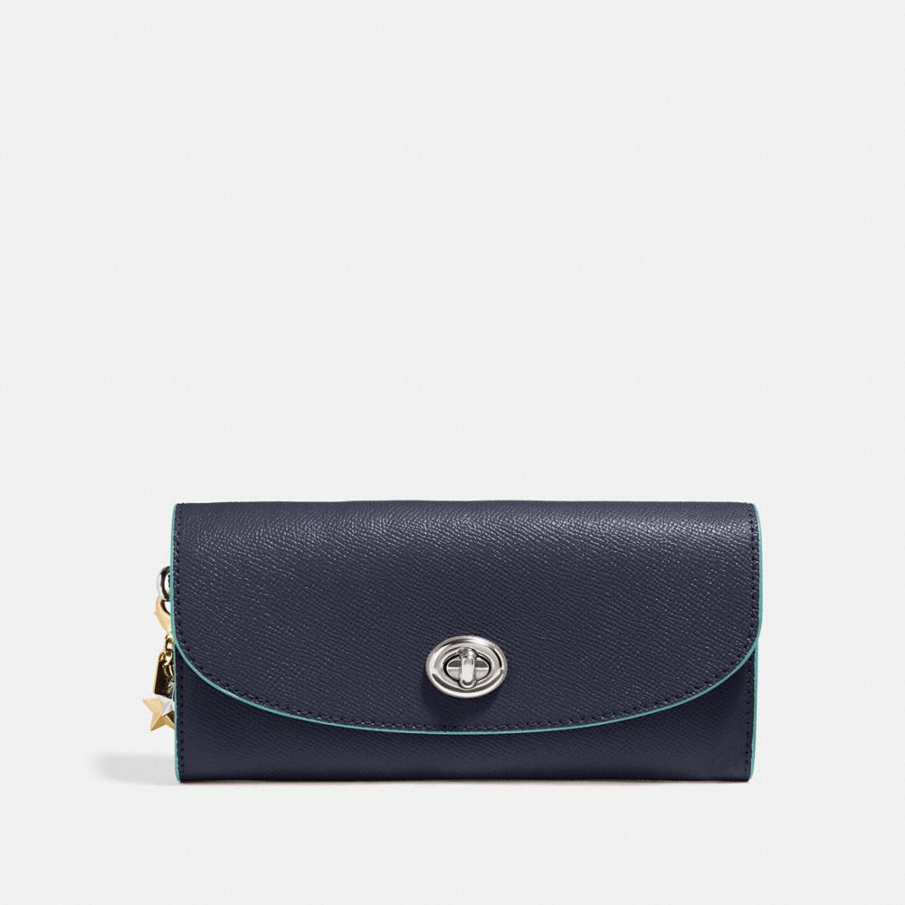 COACH F29407 SLIM ENVELOPE WALLET MIDNIGHT-NAVY/SILVER