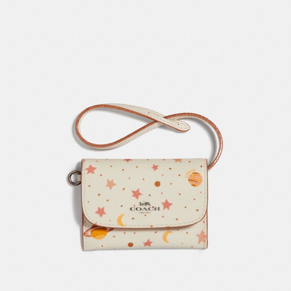 COACH CARD POUCH WITH CONSTELLATION PRINT - Chalk Multi/BLACK ANTIQUE NICKEL - f29408