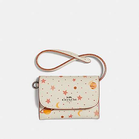 COACH F29408 CARD POUCH WITH CONSTELLATION PRINT CHALK-MULTI/BLACK-ANTIQUE-NICKEL