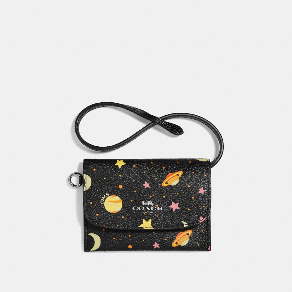 CARD POUCH WITH CONSTELLATION PRINT - f29408 - BLACK/MULTI/SILVER
