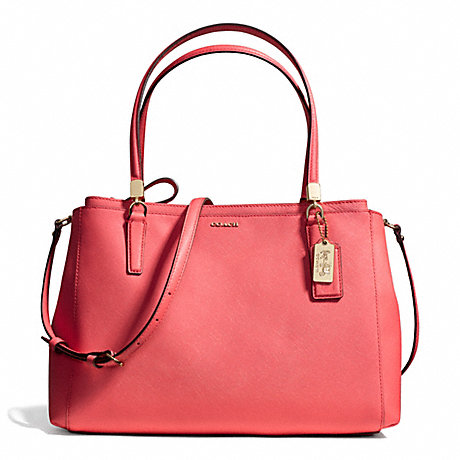 COACH MADISON SAFFIANO LEATHER CHRISTIE CARRYALL - LIGHT GOLD/LOVE RED - f29422