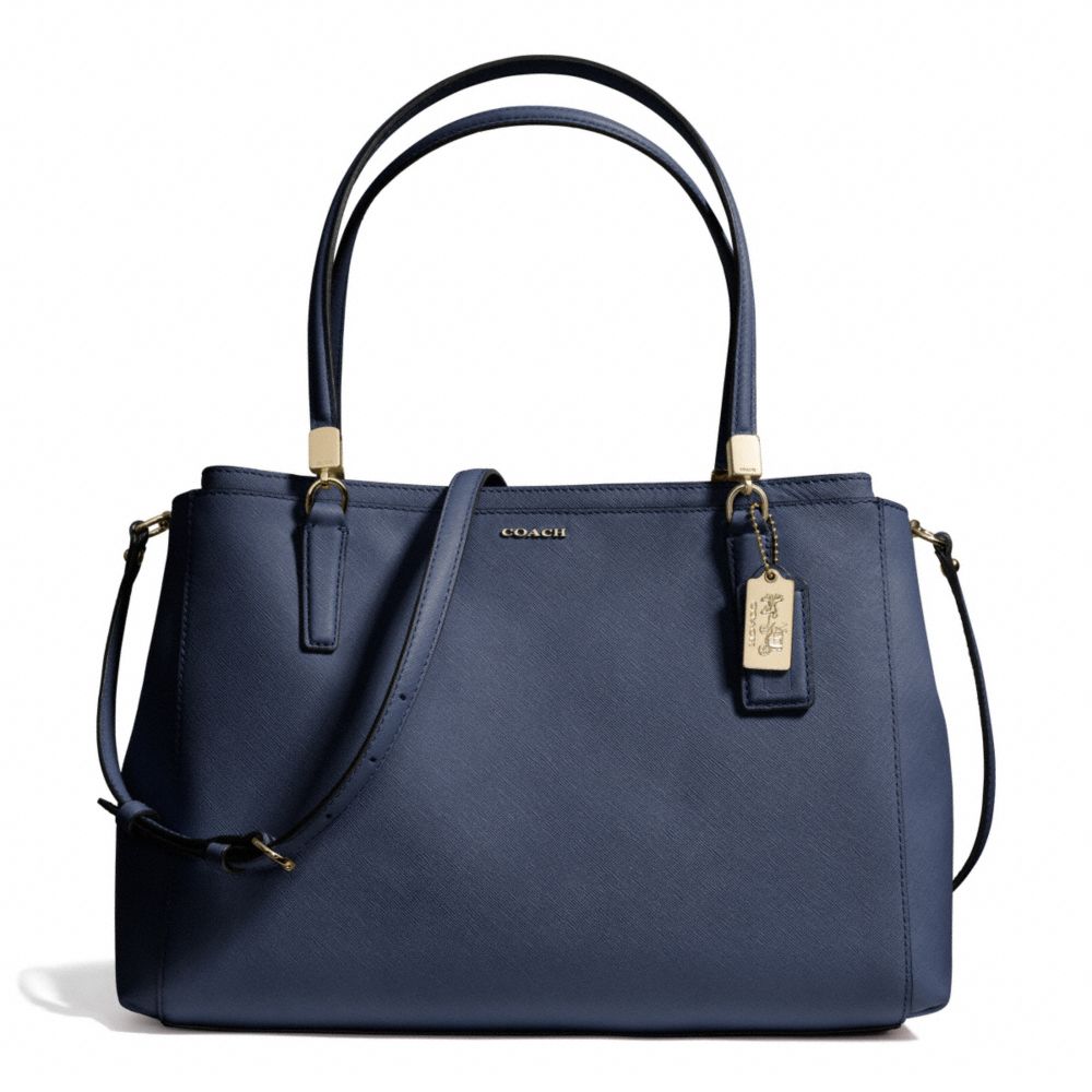 MADISON SAFFIANO LEATHER CHRISTIE CARRYALL - LIGHT GOLD/NAVY - COACH F29422