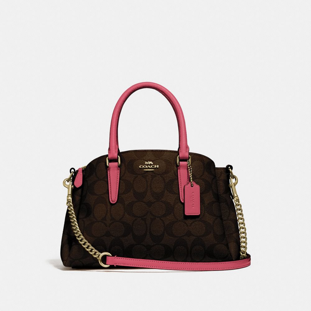 COACH F29434 - MINI SAGE CARRYALL IN SIGNATURE CANVAS BROWN/STRAWBERRY/IMITATION GOLD