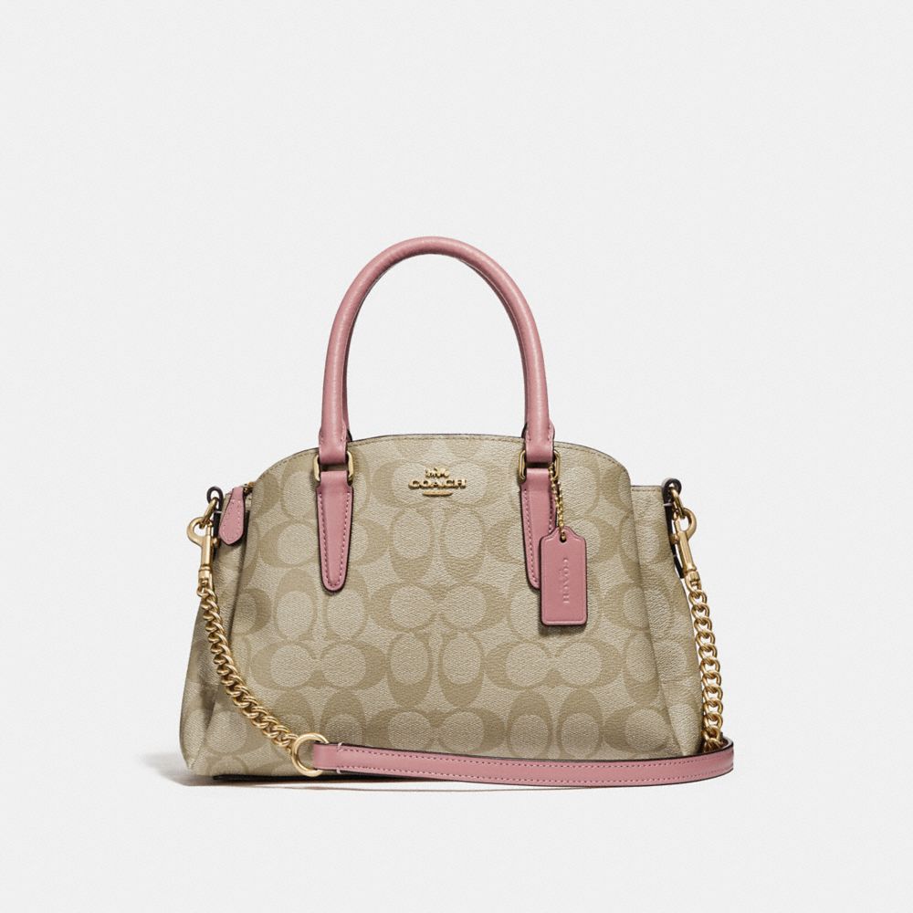 MINI SAGE CARRYALL IN SIGNATURE CANVAS - LIGHT KHAKI/VINTAGE PINK/IMITATION GOLD - COACH F29434