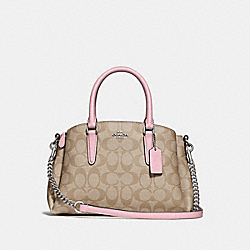 COACH MINI SAGE CARRYALL IN SIGNATURE CANVAS - LIGHT KHAKI/CARNATION/SILVER - F29434