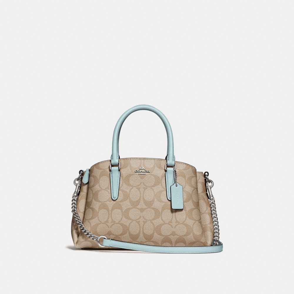 COACH F29434 - MINI SAGE CARRYALL IN SIGNATURE CANVAS LIGHT KHAKI/SEAFOAM/SILVER