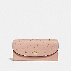 COACH F29442 Slim Envelope Wallet With Celestial Studs NUDE PINK/LIGHT GOLD