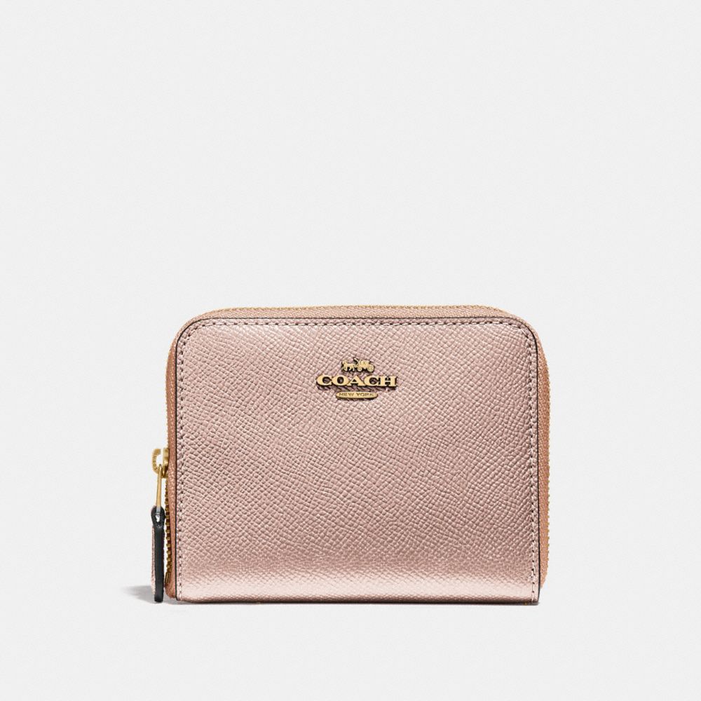 COACH F29444 SMALL ZIP AROUND WALLET ROSE GOLD LIGHT GOLD COACH GIFTS