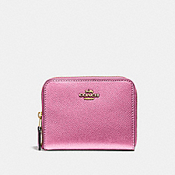 COACH F29444 Small Zip Around Wallet METALLIC ANTIQUE BLUSH/LIGHT GOLD