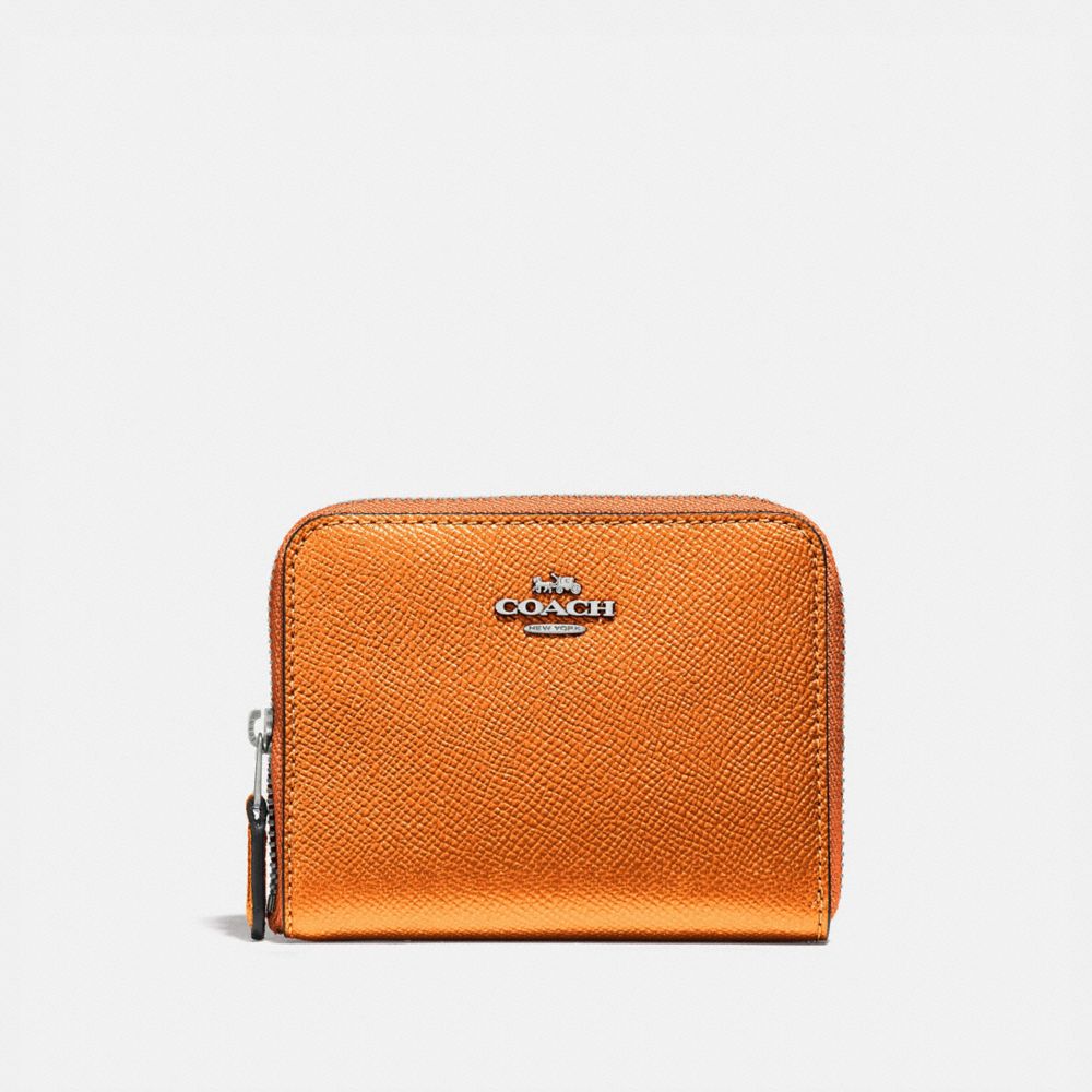 COACH F29444 - SMALL ZIP AROUND WALLET METALLIC TANGERINE/SILVER