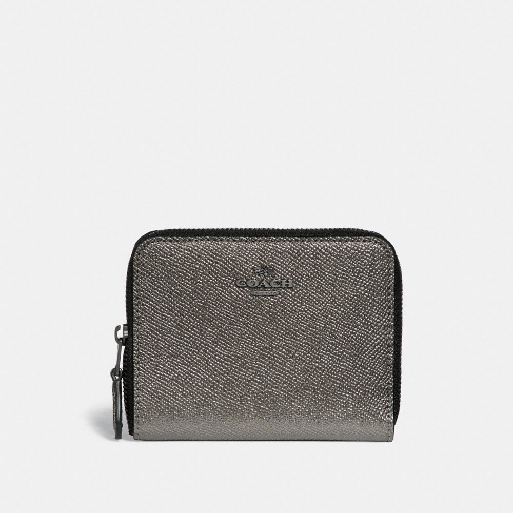 COACH F29445 Small Zip Around Wallet With Constellation Print Interior ANTIQUE NICKEL/GUNMETAL