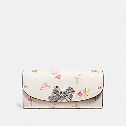 SLIM ENVELOPE WALLET WITH DAISY BUNDLE PRINT - f29448 - SILVER/CHALK