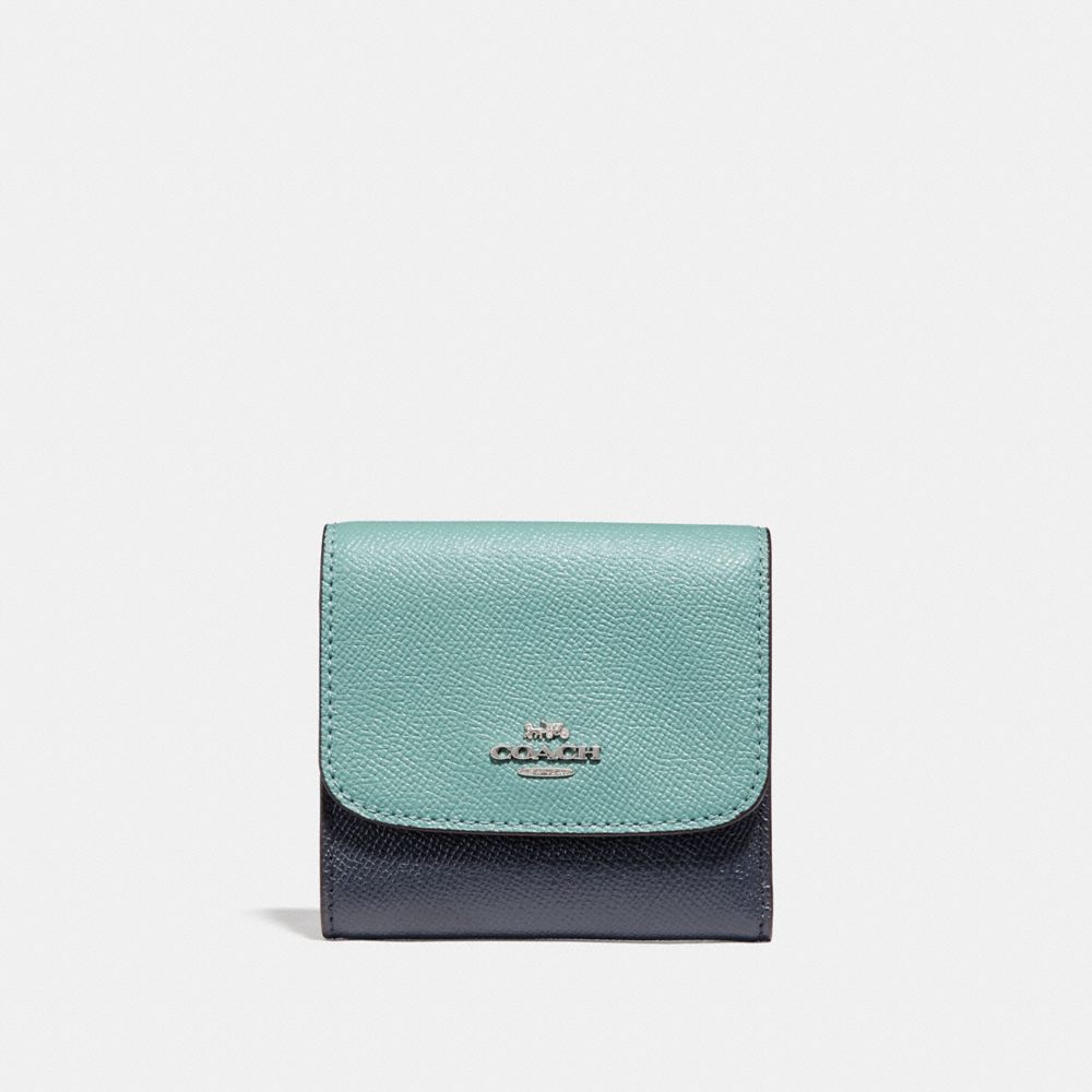 COACH F29450 Small Wallet In Colorblock SILVER/BLUE MULTI