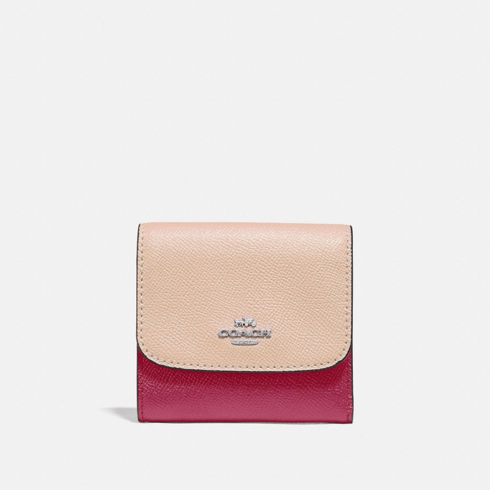 COACH f29450 SMALL WALLET IN COLORBLOCK SILVER/PINK MULTI