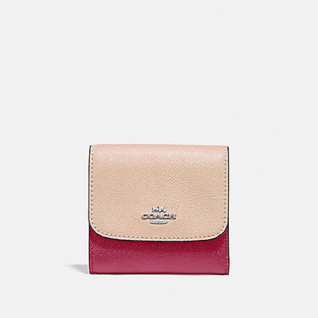 COACH f29450 SMALL WALLET IN COLORBLOCK SILVER/PINK MULTI