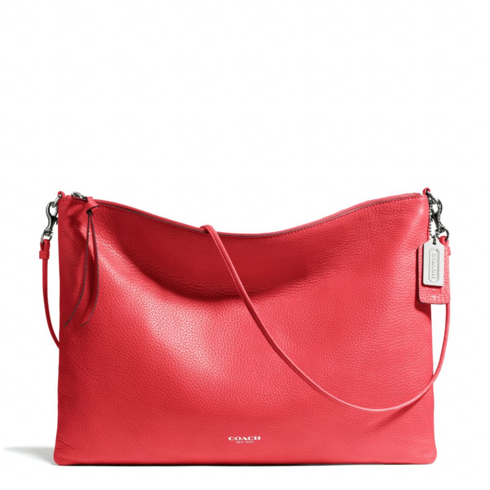 BLEECKER LEATHER DAILY SHOULDER BAG - f29461 - SILVER/LOVE RED