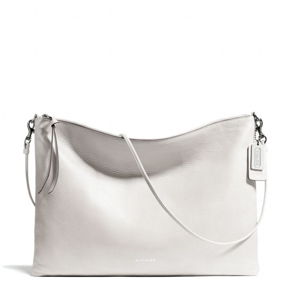 COACH F29461 Bleecker Leather Daily Shoulder Bag SILVER/WHITE