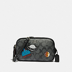 CROSSBODY POUCH WITH SPACE PATCHES - COACH f29463 - BLACK/MULTI/SILVER