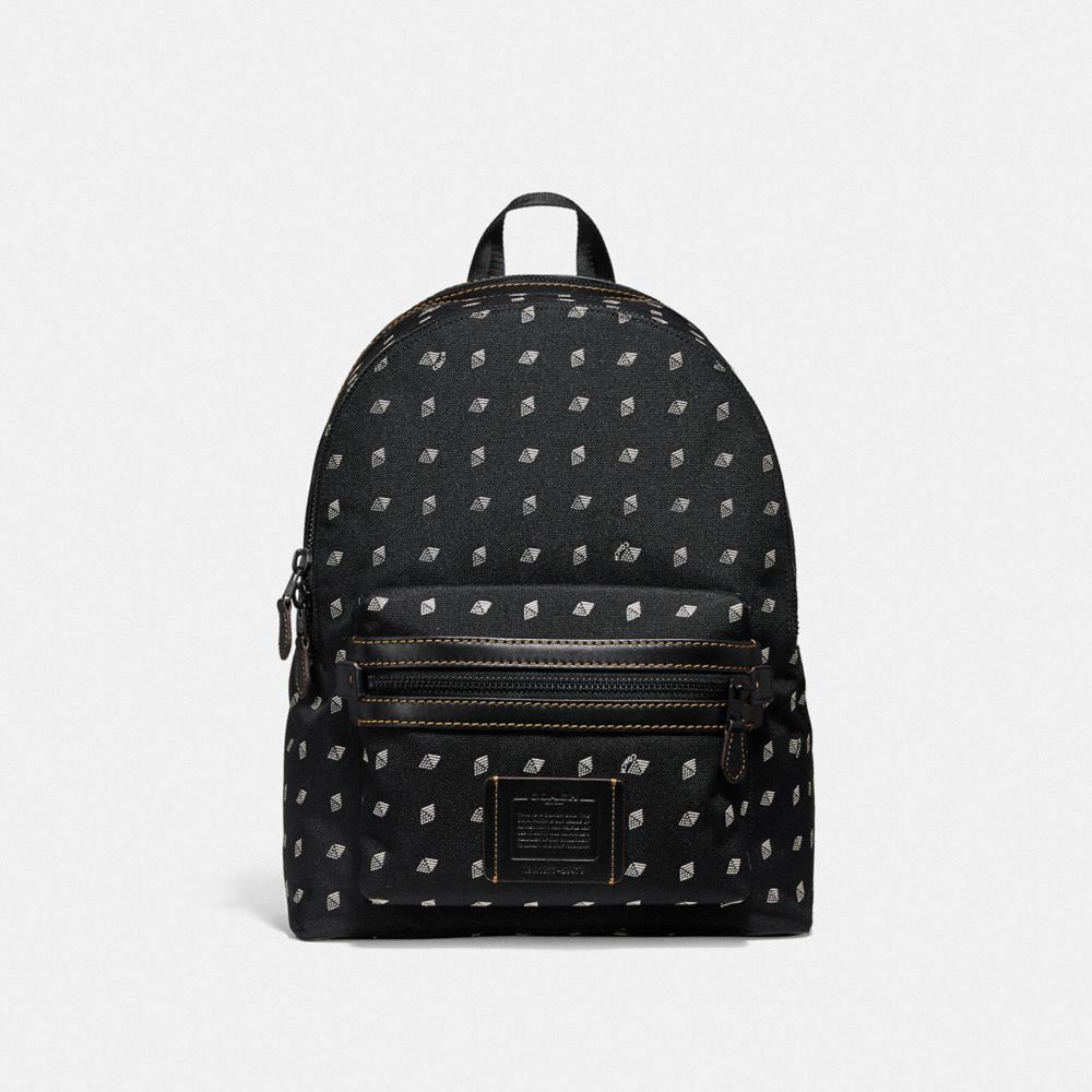 COACH F29479 Academy Backpack With Dot Diamond Print MW/BLACK/CHALK