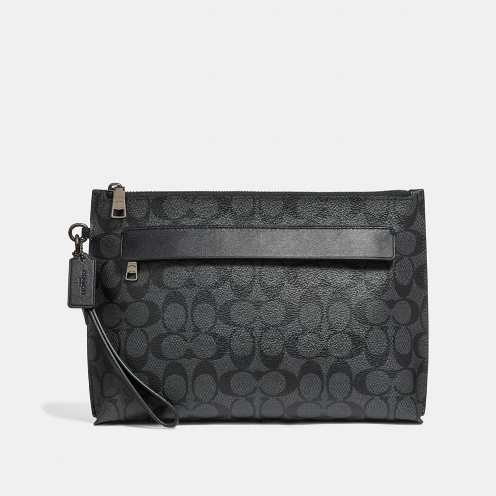 COACH F29508 - CARRYALL POUCH IN SIGNATURE CANVAS - CHARCOAL/BLACK ...