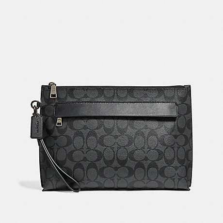 COACH F29508 CARRYALL POUCH IN SIGNATURE CANVAS CHARCOAL/BLACK