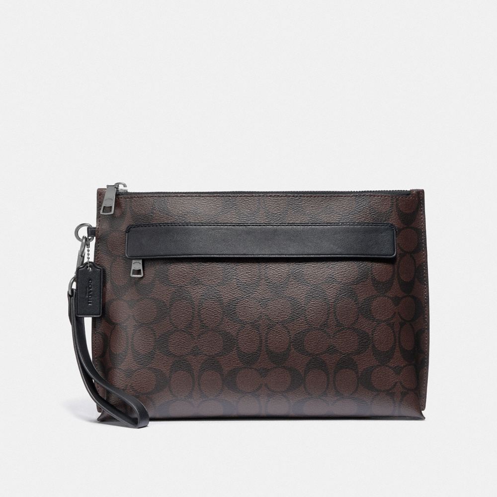 CARRYALL POUCH IN SIGNATURE CANVAS - MAHOGANY/BLACK/BLACK ANTIQUE NICKEL - COACH F29508