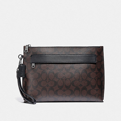 COACH CARRYALL POUCH IN SIGNATURE CANVAS - MAHOGANY/BLACK/BLACK ANTIQUE NICKEL - F29508