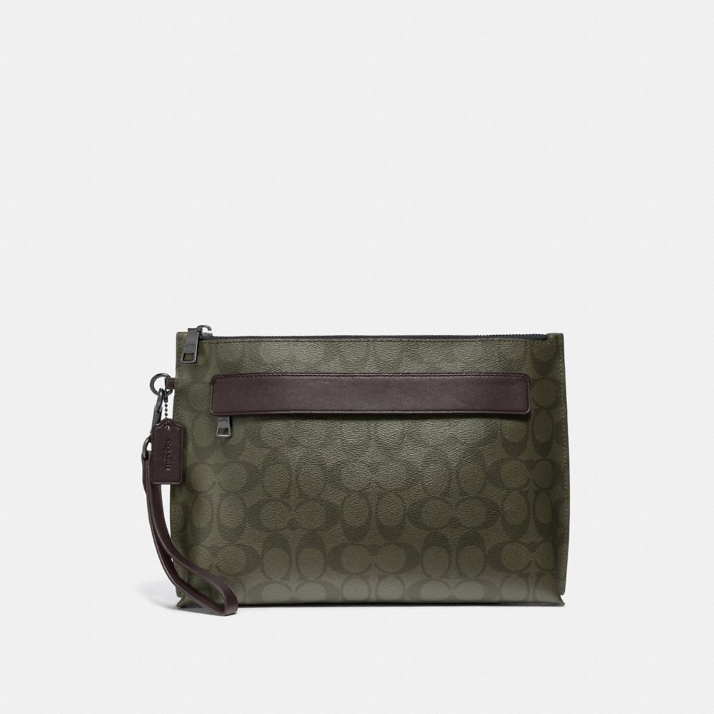 COACH CARRYALL POUCH IN SIGNATURE CANVAS - SURPLUS/BLACK ANTIQUE NICKEL - F29508