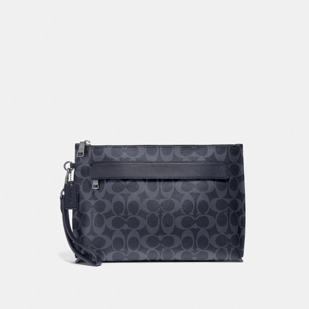 CARRYALL POUCH IN SIGNATURE CANVAS - DENIM/BLACK ANTIQUE NICKEL - COACH F29508