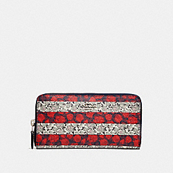 ACCORDION ZIP WALLET WITH ROSE QUEEN STRIPE PRINT - COACH f29518 - MULTI/SILVER