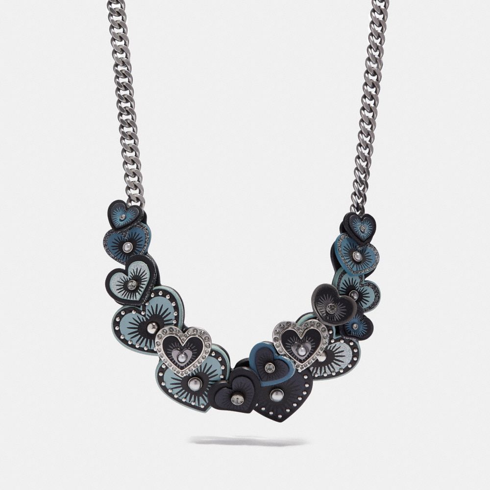 HEART NECKLACE - MIDNIGHT NAVY MULTI/SILVER - COACH F29532