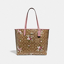 COACH F29547 Reversible City Zip Tote In Signature Canvas With Floral Bundle Print KHAKI/MULTI/IMITATION GOLD