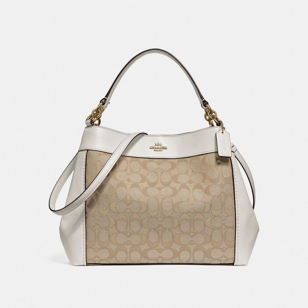 SMALL LEXY SHOULDER BAG IN SIGNATURE JACQUARD - f29548 - LIGHT KHAKI/CHALK/LIGHT GOLD