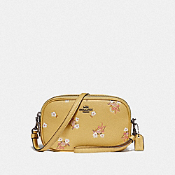 COACH SADIE CROSSBODY CLUTCH WITH FLORAL BOW PRINT - SUNFLOWER FLORAL BOW/DARK GUNMETAL - F29549