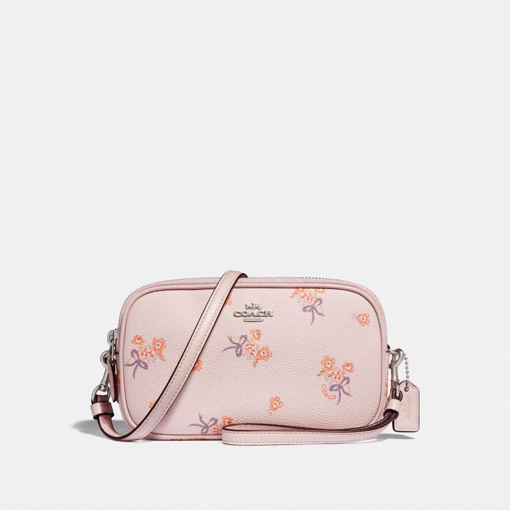 COACH SADIE CROSSBODY CLUTCH WITH FLORAL BOW PRINT - ICE PINK FLORAL BOW/SILVER - F29549