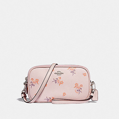 COACH SADIE CROSSBODY CLUTCH WITH FLORAL BOW PRINT - ICE PINK FLORAL BOW/SILVER - F29549