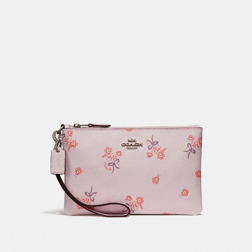 COACH F29550 SMALL WRISTLET WITH FLORAL BOW PRINT ICE PINK FLORAL BOW/SILVER