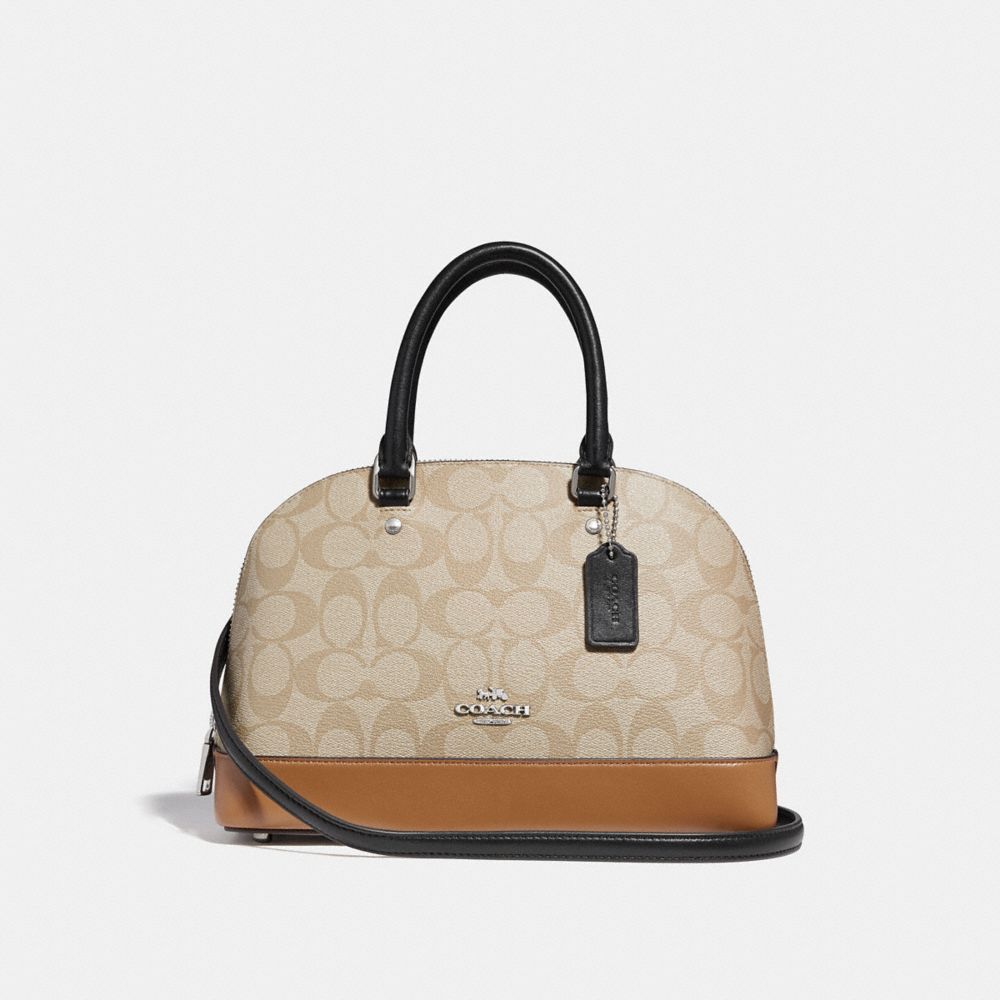 COACH F29566 MINI SIERRA SATCHEL IN COLORBLOCK SIGNATURE CANVAS SILVER/LIGHT-KHAKI-MULTI