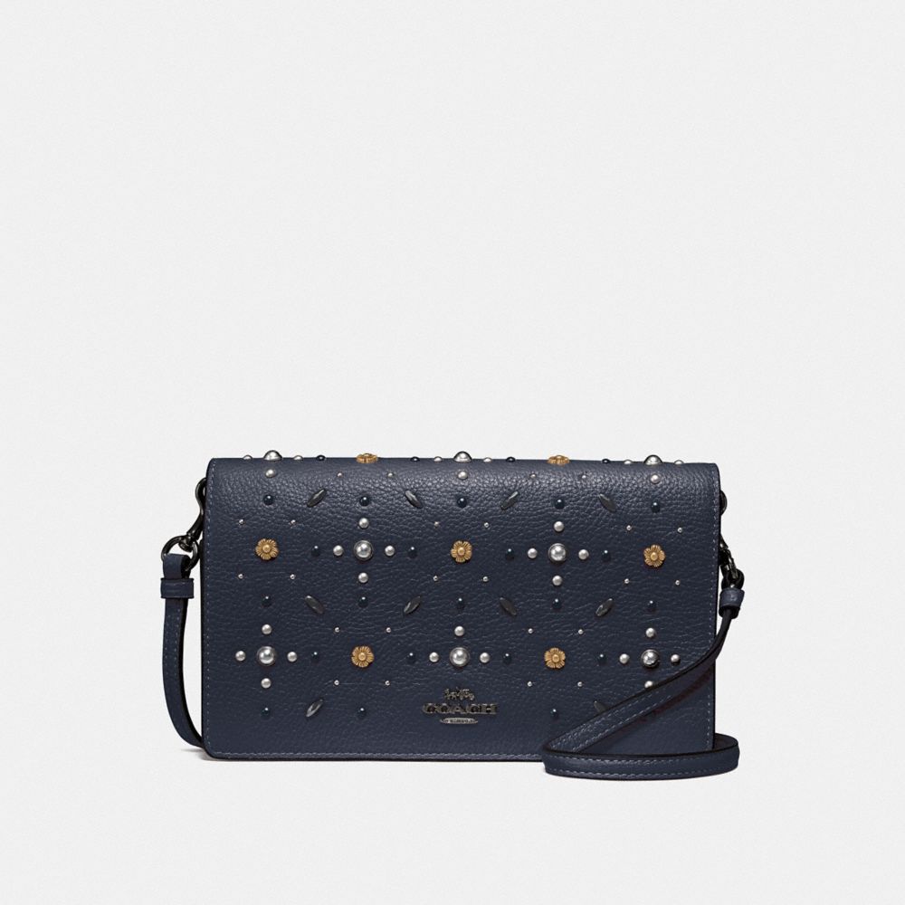 COACH F29575 - HAYDEN FOLDOVER CROSSBODY CLUTCH WITH PRAIRIE RIVETS DK/MIDNIGHT NAVY