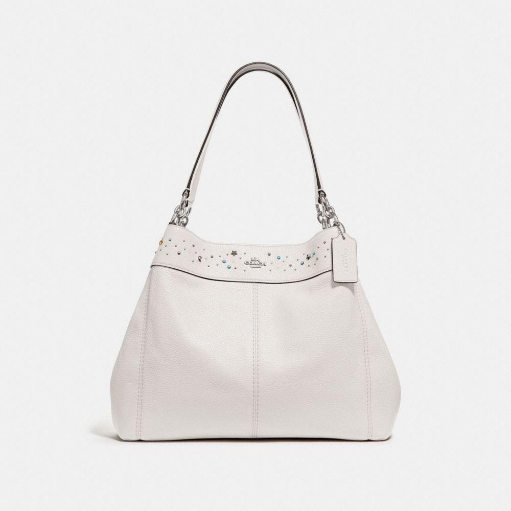 LEXY SHOULDER BAG WITH CELESTIAL BORDER STUDS - f29595 - SILVER/CHALK