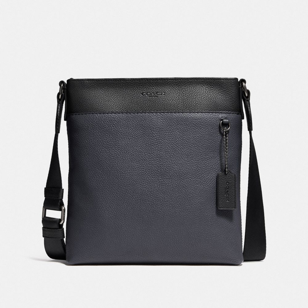 COACH METROPOLITAN SLIM MESSENGER IN COLORBLOCK - QB/MIDNIGHT NAVY/BLACK - F29626