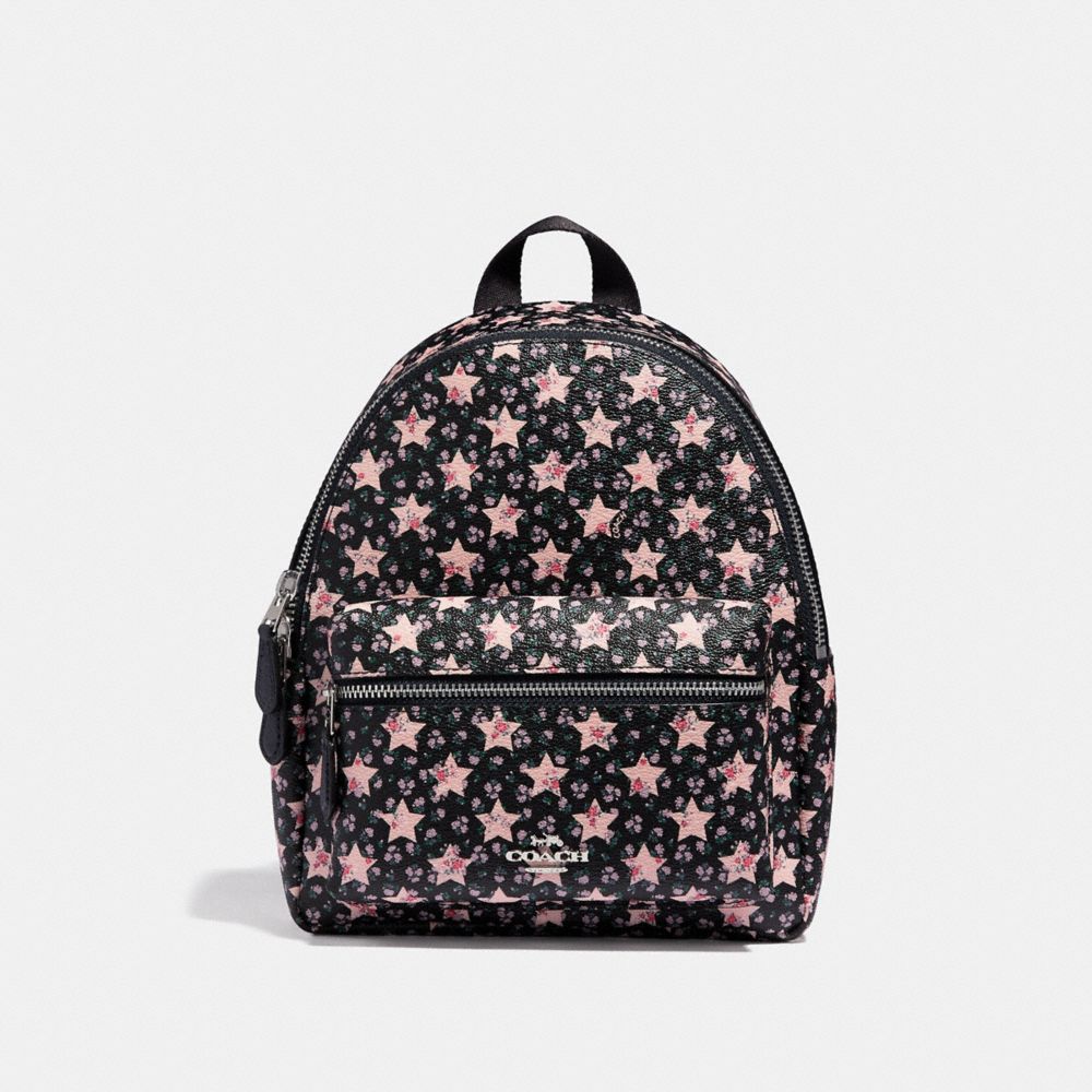COACH F29656 Mini Charlie Backpack With Star Print MIDNIGHT MULTI/SILVER