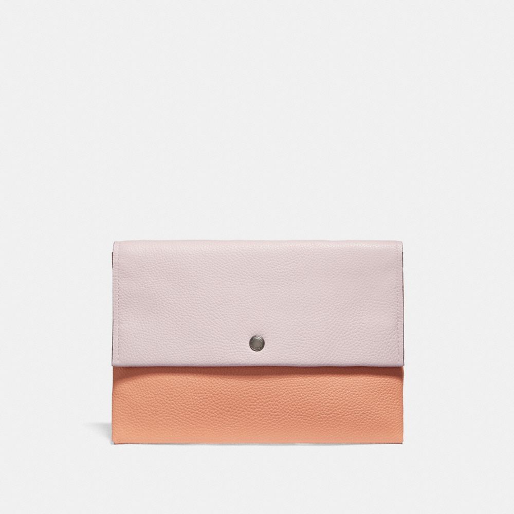 COACH F29660 ENVELOPE POUCH IN COLORBLOCK SV/ICE-PINK-MULTI