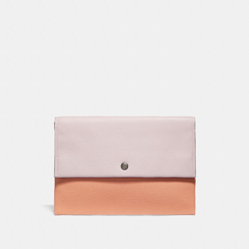 COACH F29660 ENVELOPE POUCH IN COLORBLOCK SV/ICE PINK MULTI