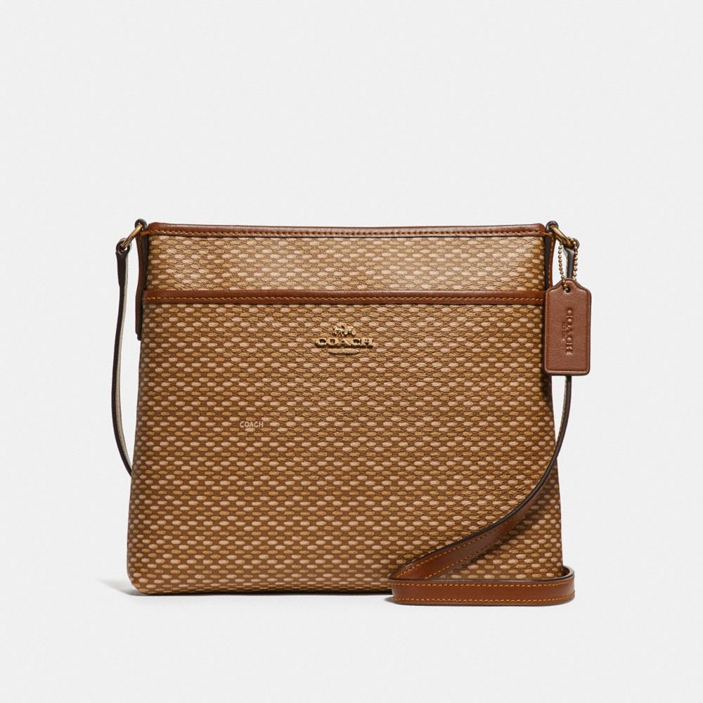 COACH F29672 - FILE CROSSBODY WITH LEGACY PRINT NEUTRAL/LIGHT GOLD