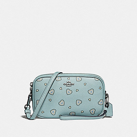 COACH F29682 SADIE CROSSBODY CLUTCH WITH WESTERN HEART PRINT LIGHT TURQUOISE WESTERN HEART/SILVER