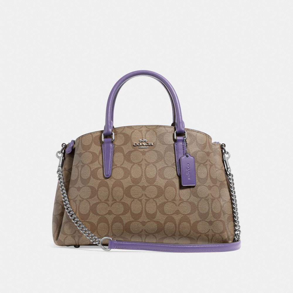 COACH SAGE CARRYALL IN SIGNATURE CANVAS - KHAKI/LIGHT PURPLE/SILVER - F29683