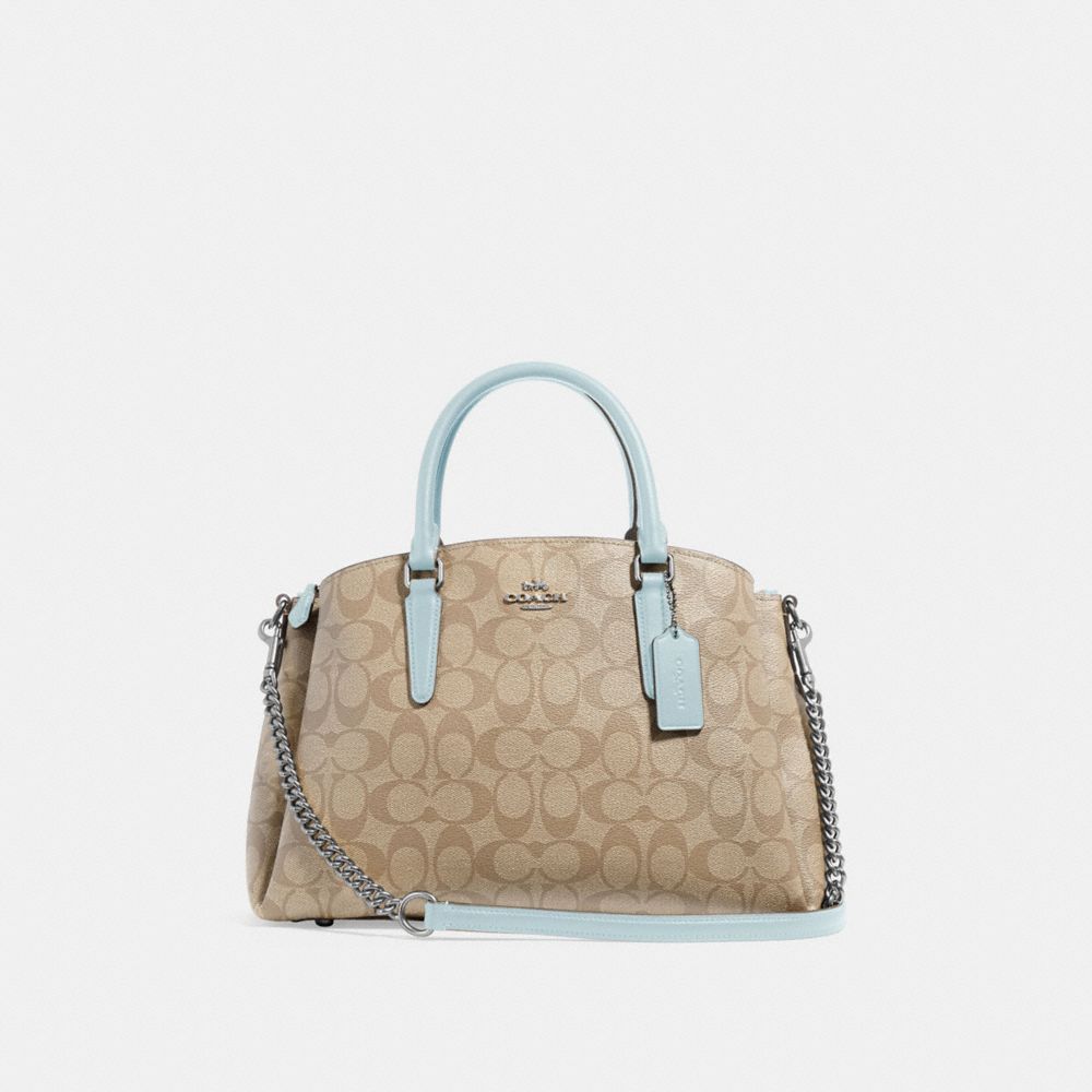 COACH SAGE CARRYALL IN SIGNATURE CANVAS - LIGHT KHAKI/SEAFOAM/SILVER - F29683